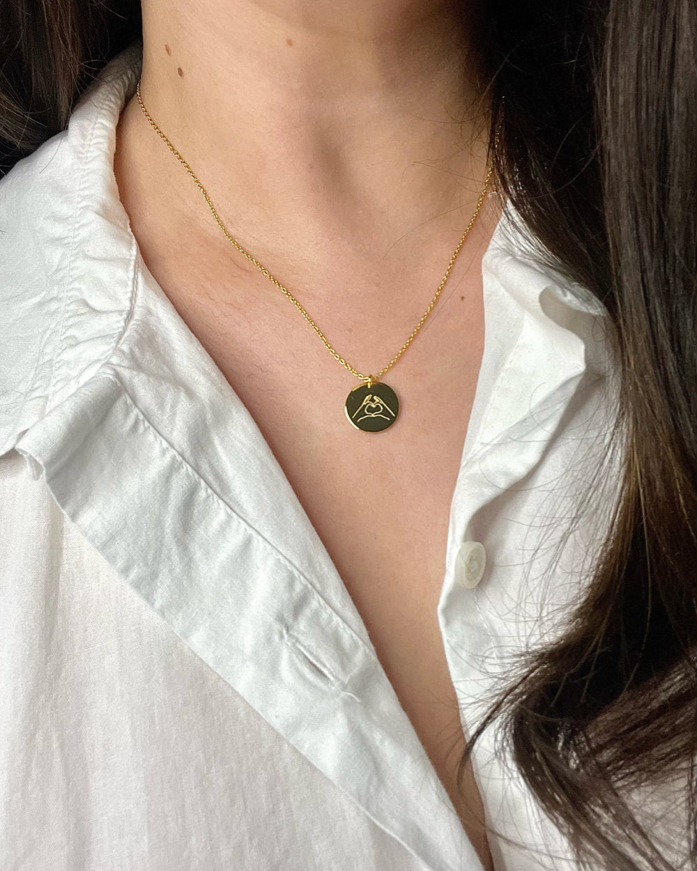 Coin necklace - Heart Hands